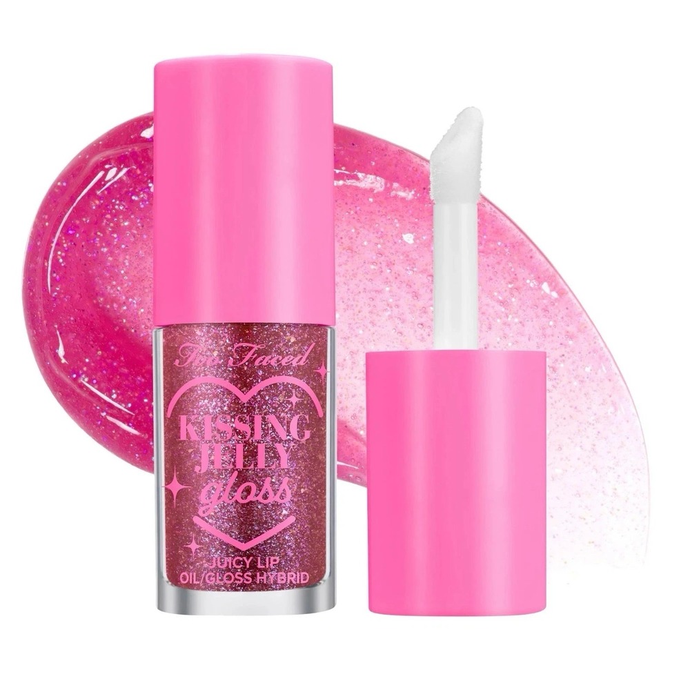 Too Faced Kissing Jelly Hydrating Lip Oil Gloss Shade Grape Soda 0.15 oz NIB